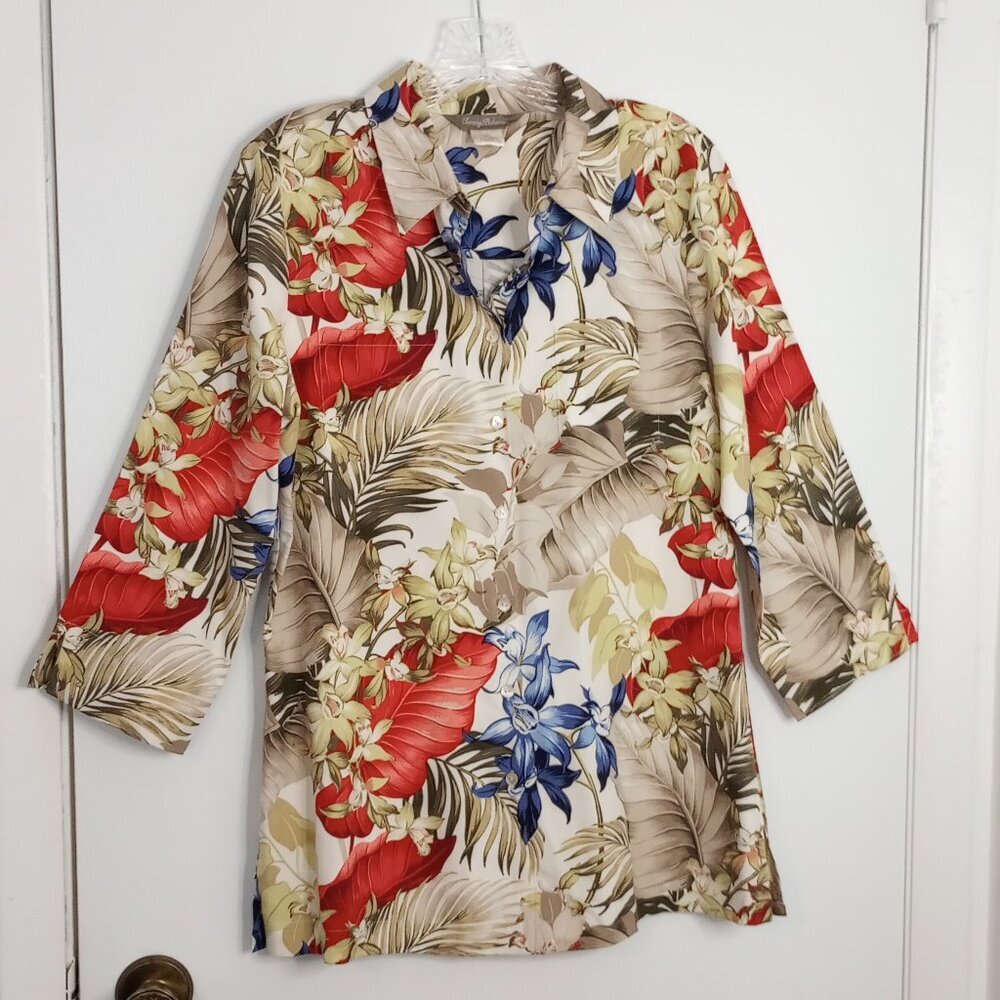 Tommy Bahama Tropical Floral Silk Button Front Shirt